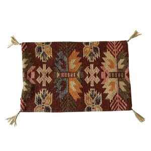 Vintage Kilim Rug Lumbar Throw Pillow Cusion Cover Tassels Geometric Handmade